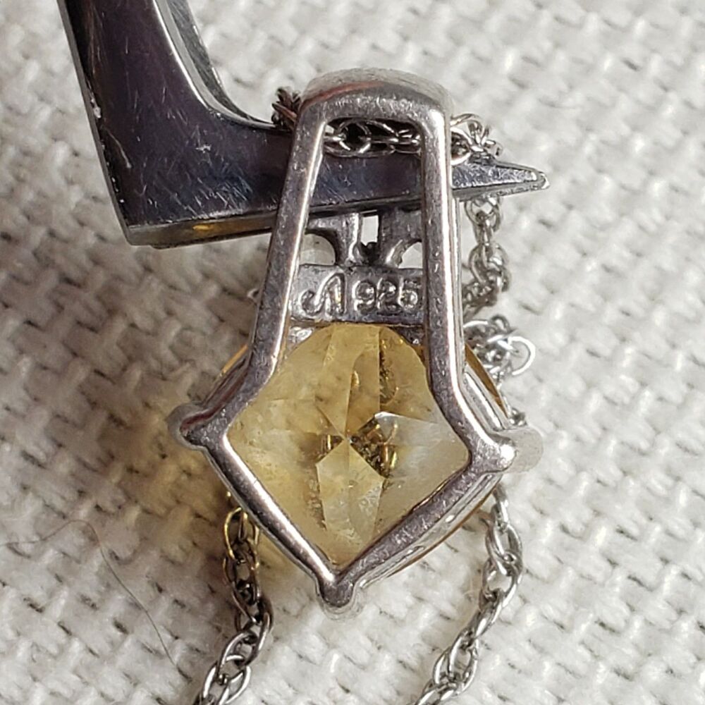 Citriine (6mm) Cushion and 6 Spinel (2mm) Pendant 925 with 18in Necklace Chain - Picture 16 of 16